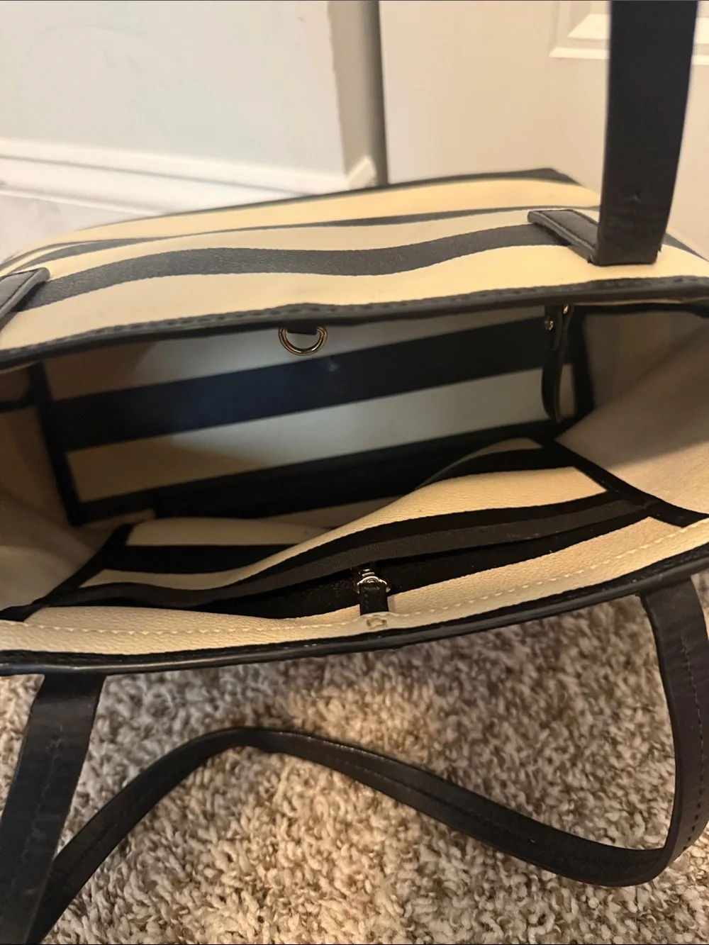 kate spade Black and Cream Striped Tote